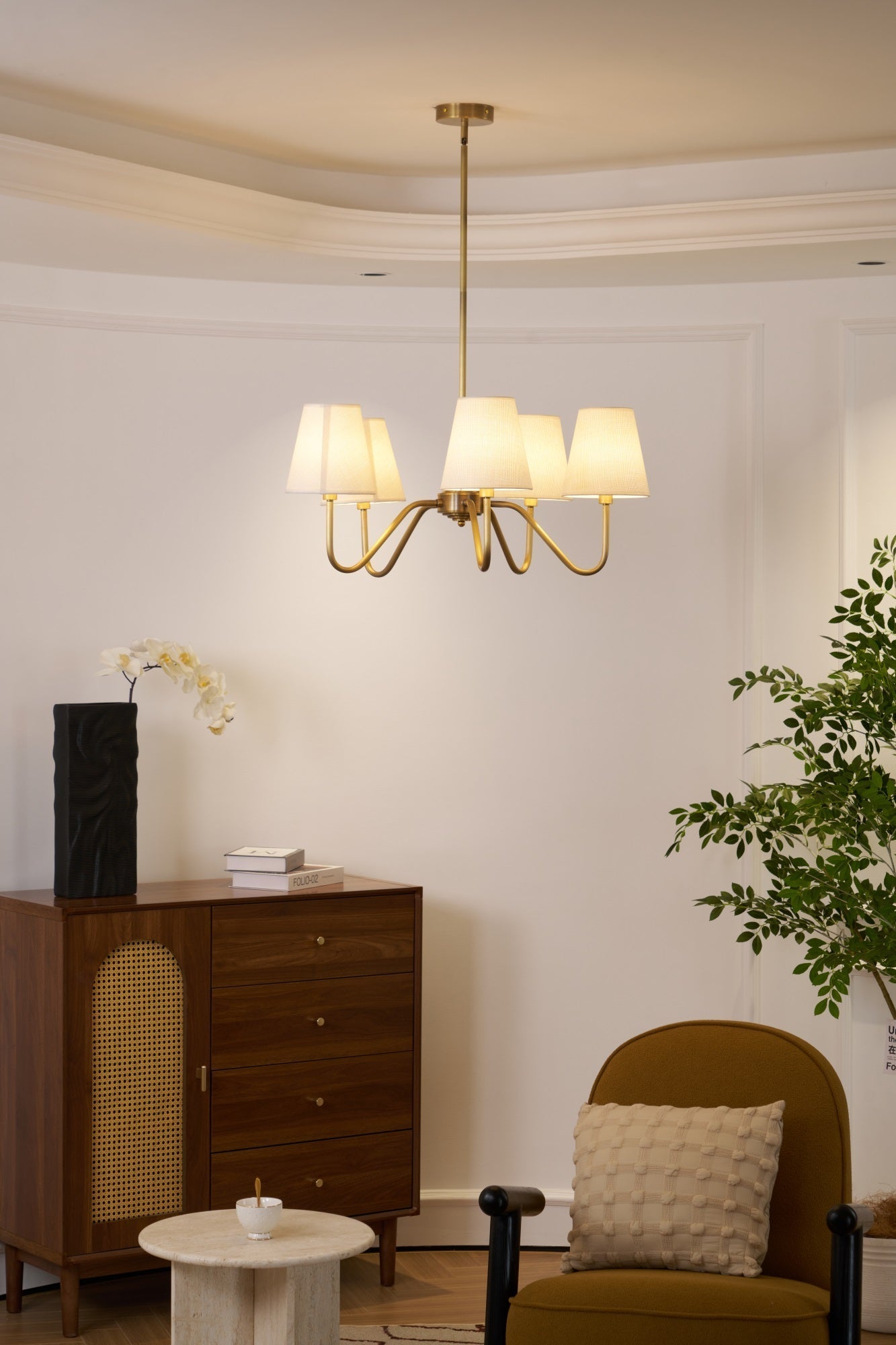 Viraean Vintage Industrial Brass Fabric Chandelier - Letslighting