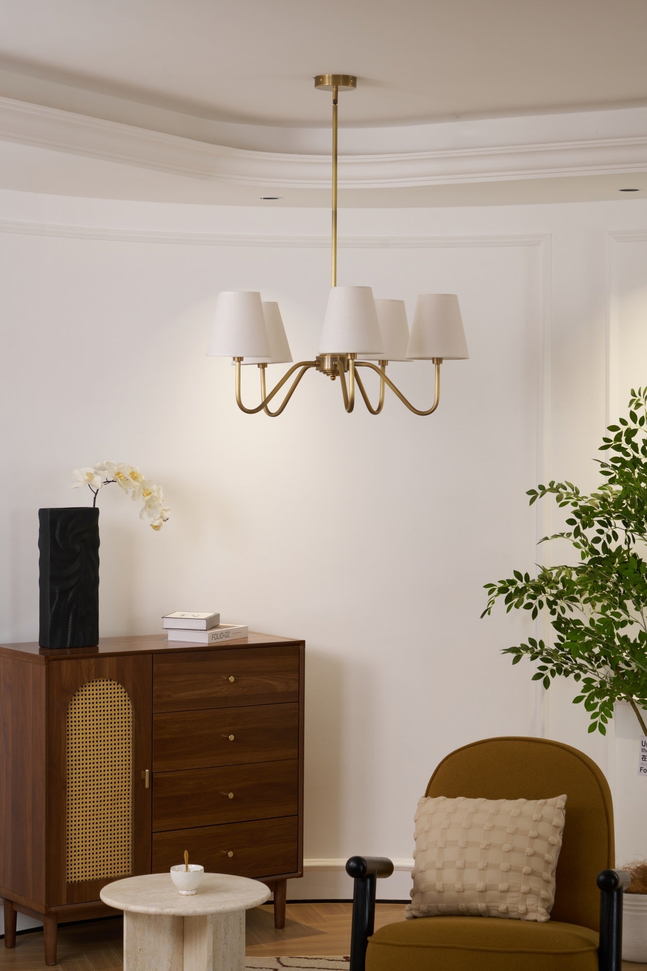 Viraean Vintage Industrial Brass Fabric Chandelier - Letslighting
