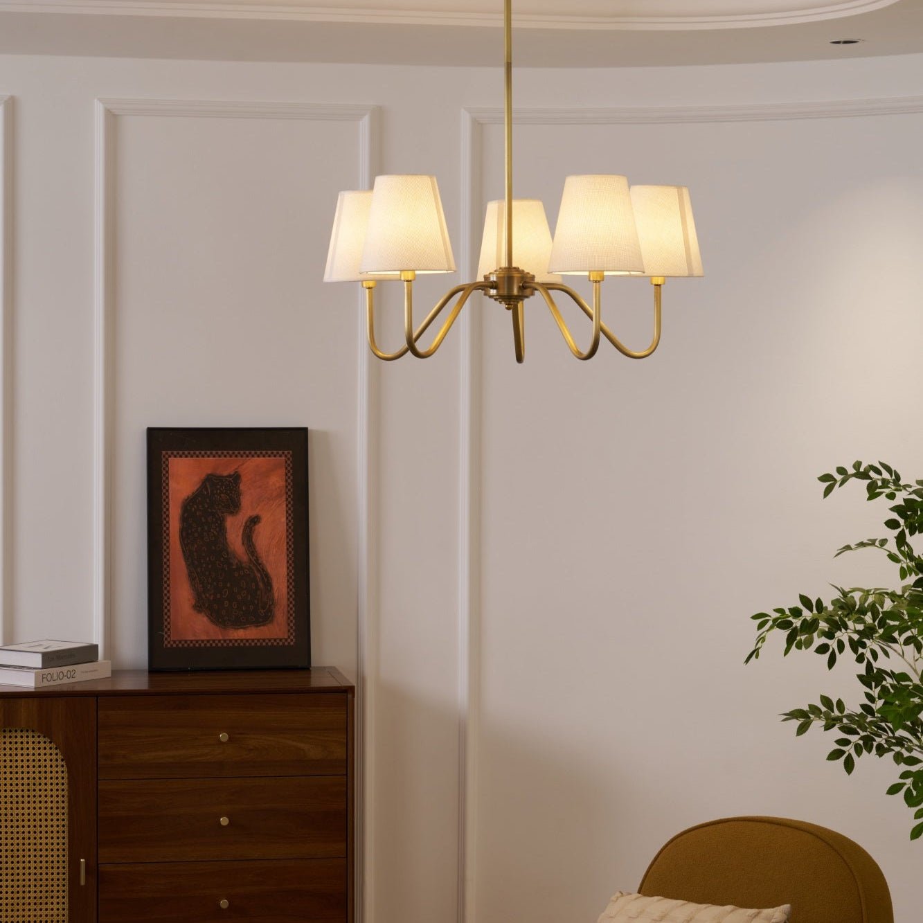 Viraean Vintage Industrial Brass Fabric Chandelier - Letslighting