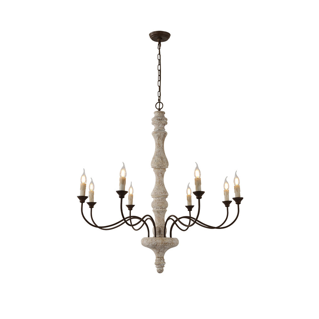 Emirel Vintage 8-Light Candle Wooden Chandelier - Letslighting