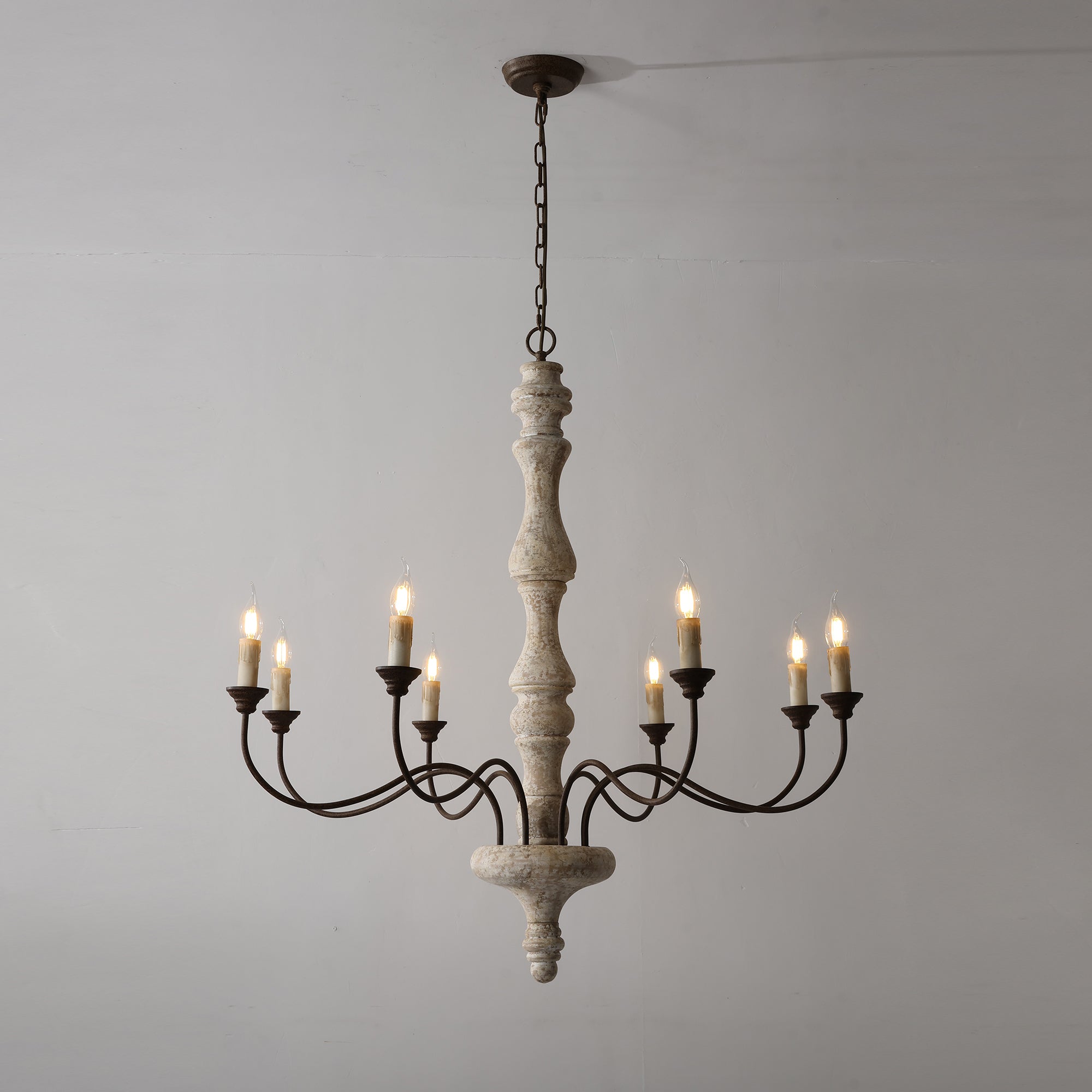 Emirel Vintage 8-Light Candle Wooden Chandelier - Letslighting