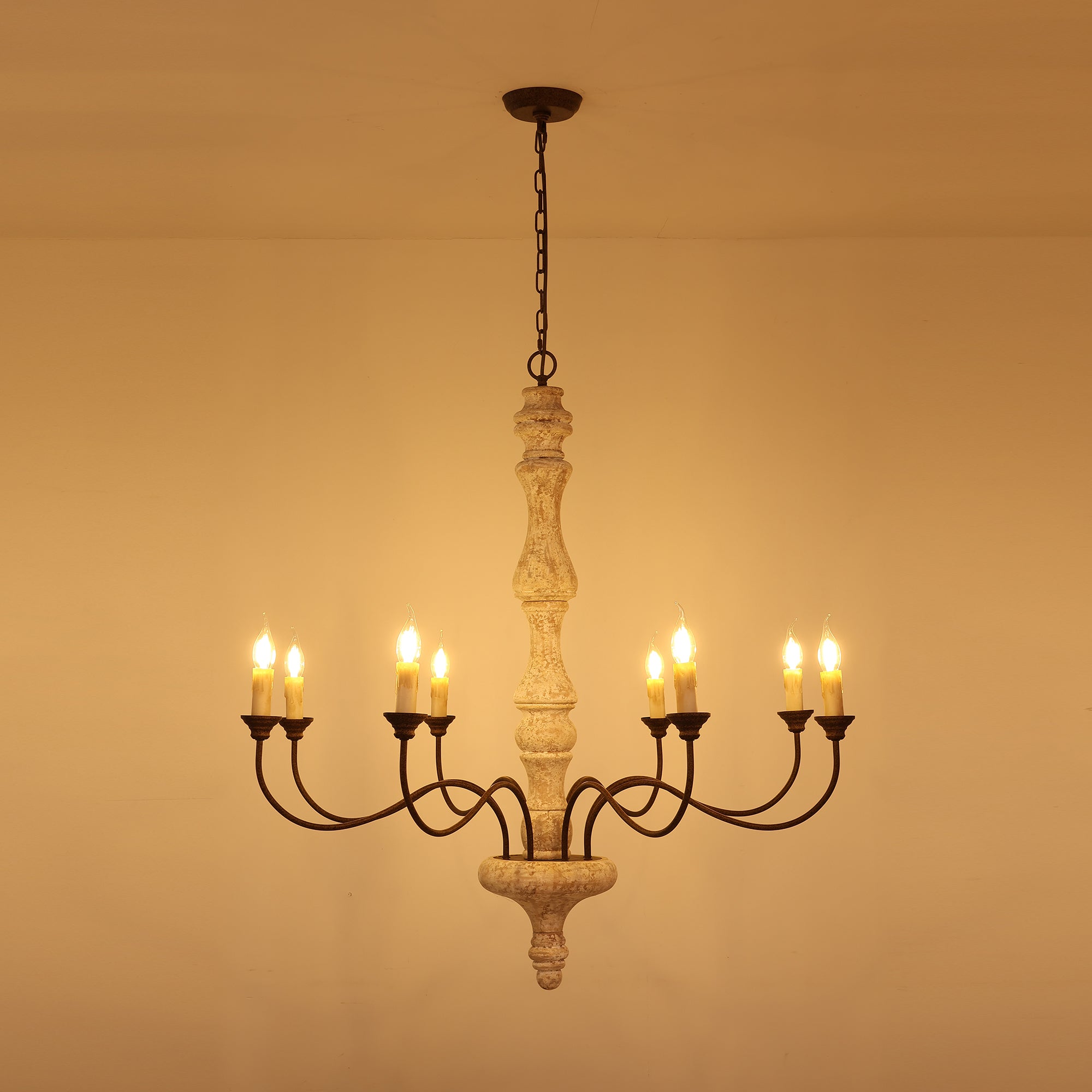 Emirel Vintage 8-Light Candle Wooden Chandelier - Letslighting