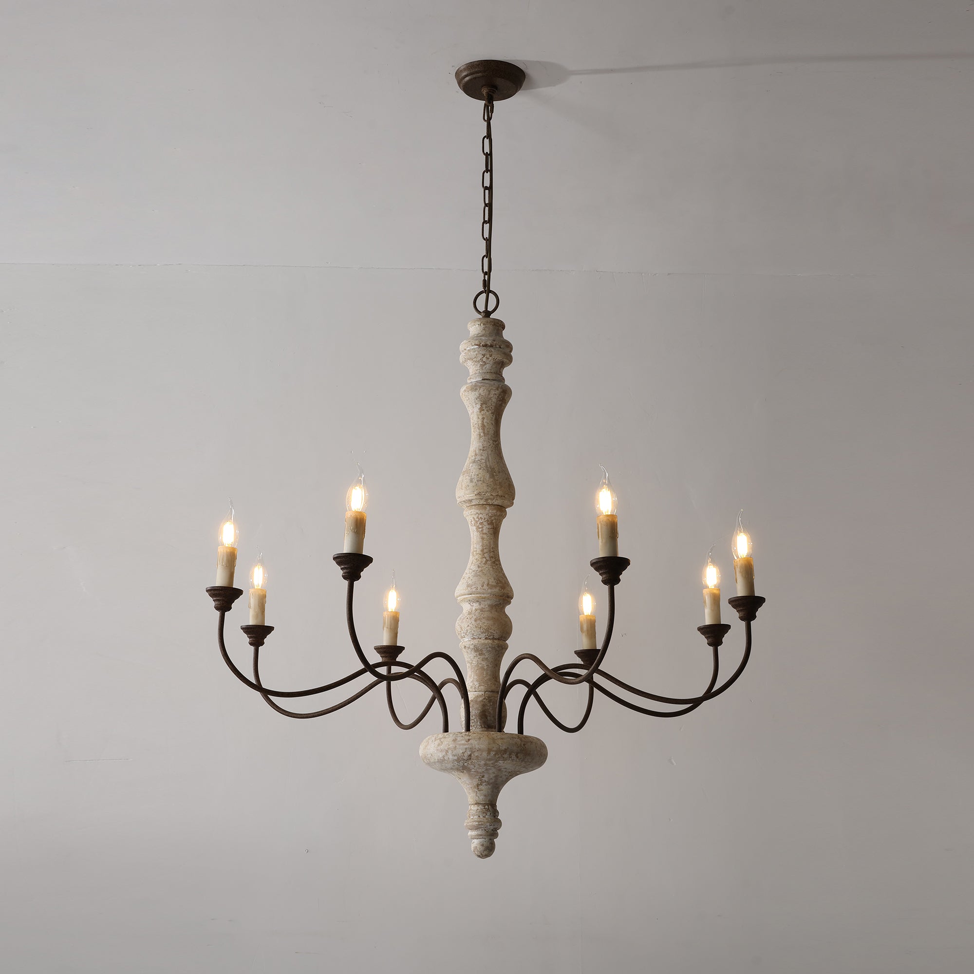 Emirel Vintage 8-Light Candle Wooden Chandelier - Letslighting