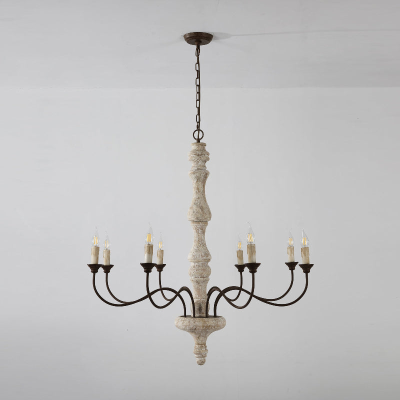 Emirel Vintage 8-Light Candle Wooden Chandelier - Letslighting