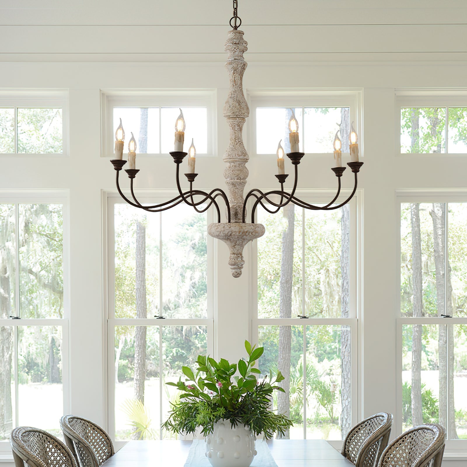 Emirel Vintage 8-Light Candle Wooden Chandelier - Letslighting