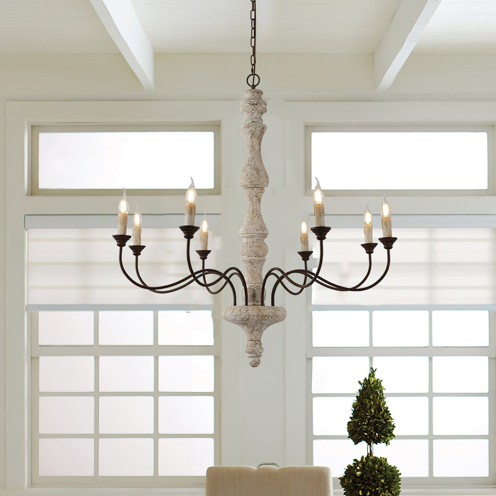 Emirel Vintage 8-Light Candle Wooden Chandelier - Letslighting