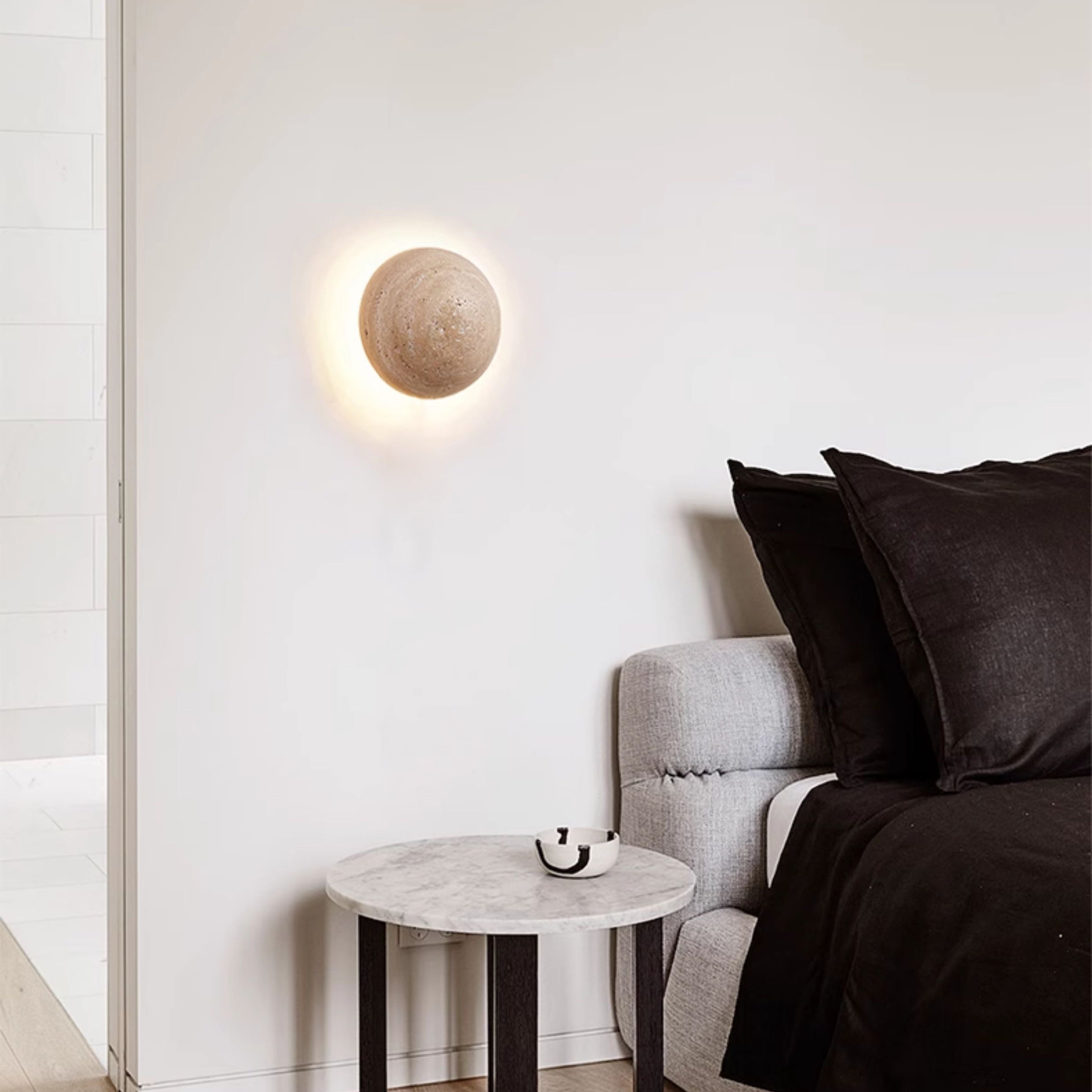 Cinorisra Modern Minimalist Stone Travertine Wall Lamp - Letslighting