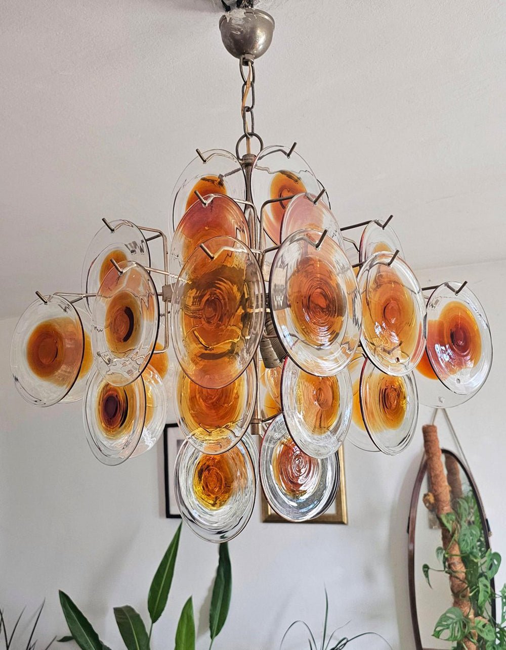 Aurora Chandelier Murano Glass Disc Mid Century - Letslighting