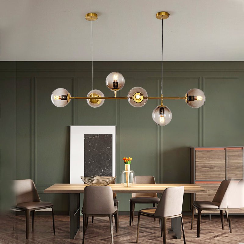 Lustra Pendant Lamp Orb Brass Glass for Living Room - Letslighting