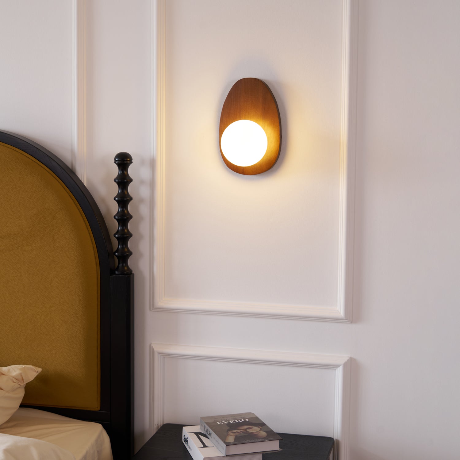 Ephael Premium Nordic Art Walnut Glass Wall Lamp - Letslighting