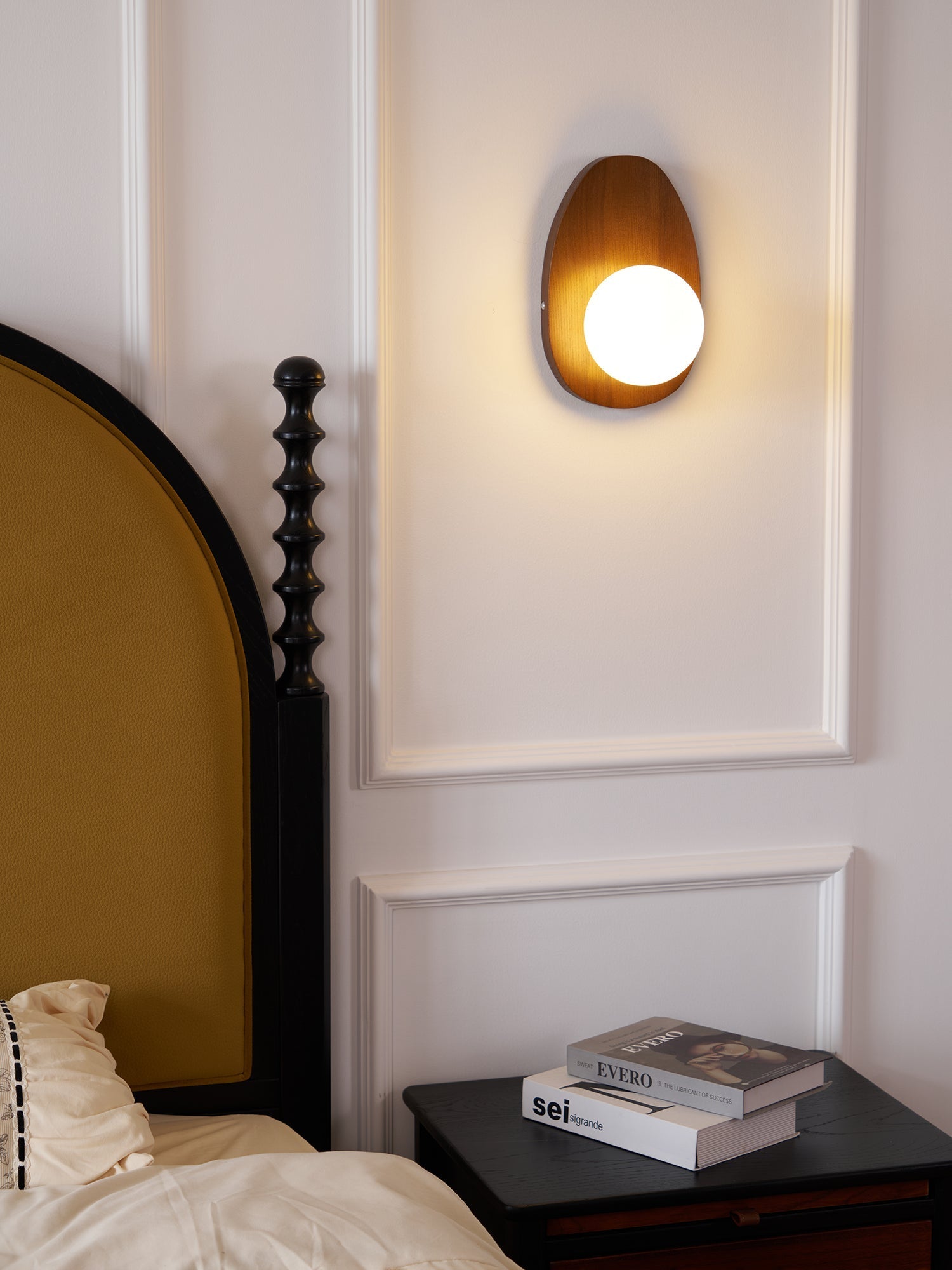 Ephael Premium Nordic Art Walnut Glass Wall Lamp - Letslighting
