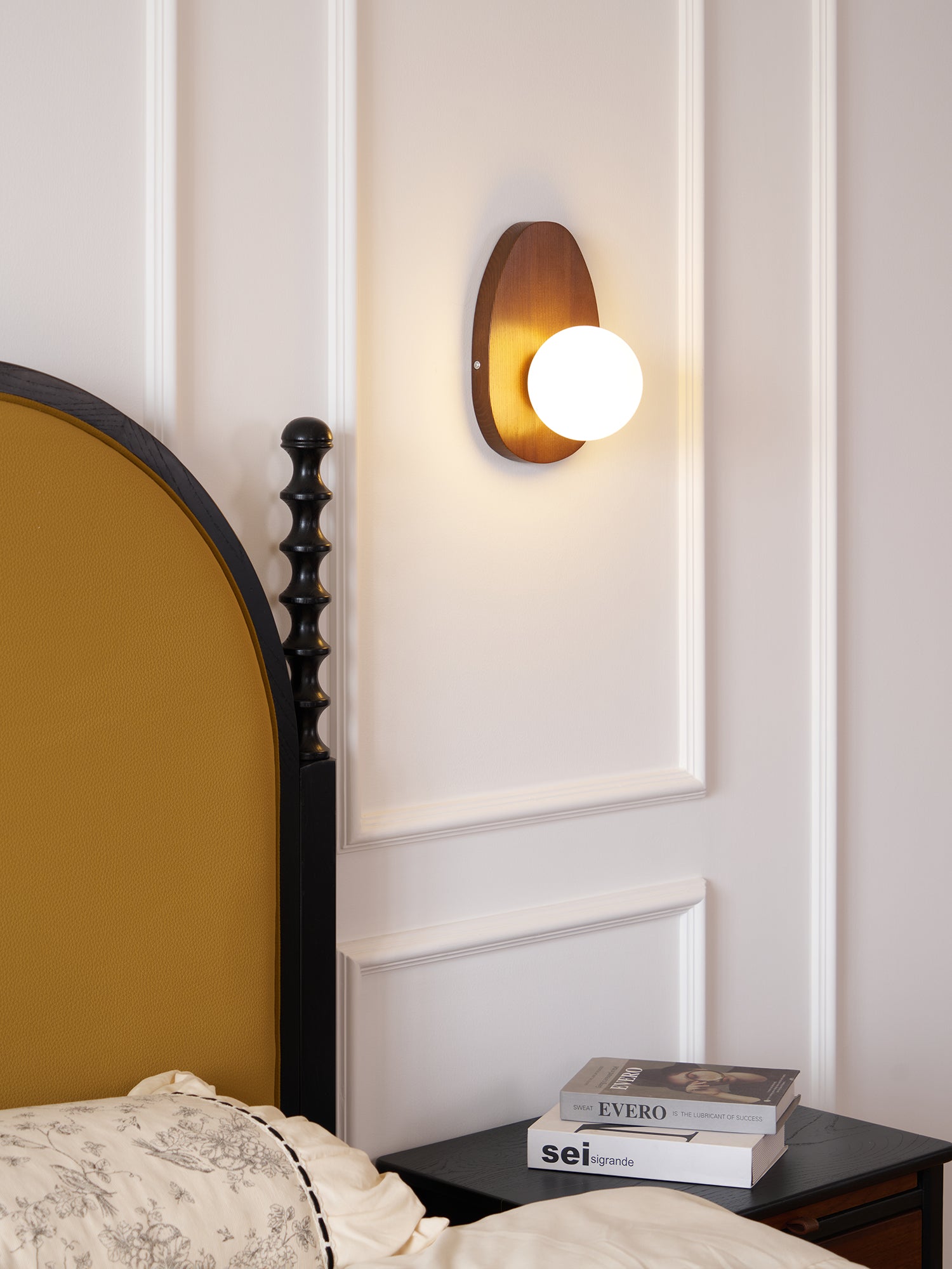 Ephael Premium Nordic Art Walnut Glass Wall Lamp - Letslighting