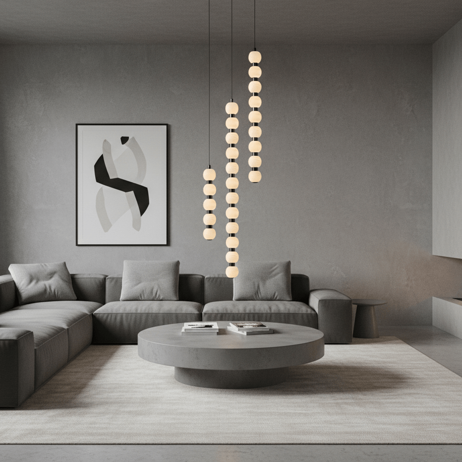 Orbique Modern Metal & Alabaster Pendant Light