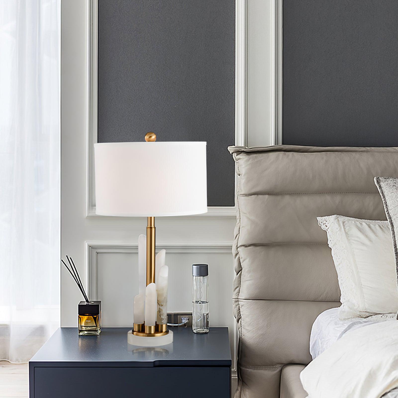 Olvenor Cylindrical Alabaster Table Lamp - Letslighting