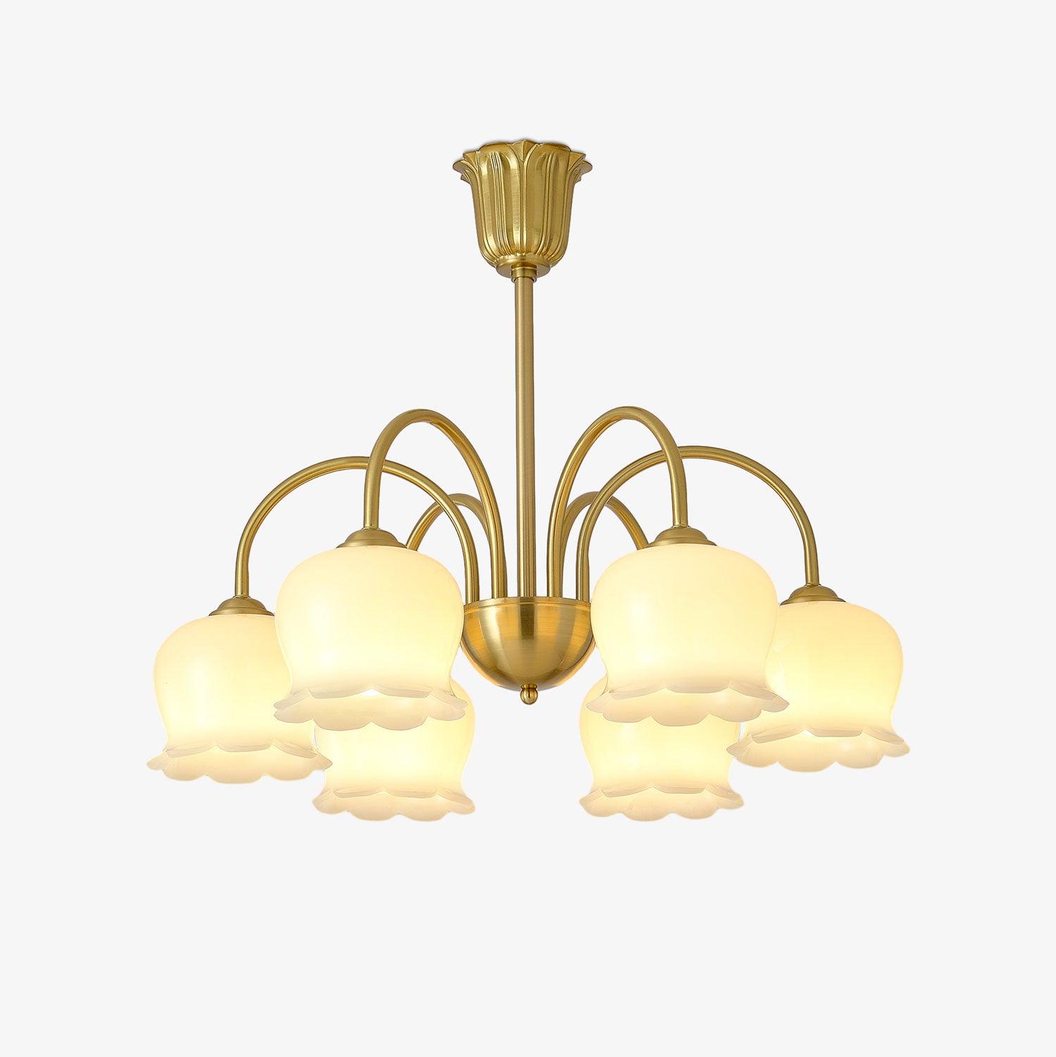 Lustra Chandelier Brass Elegant Curved Arm - Letslighting