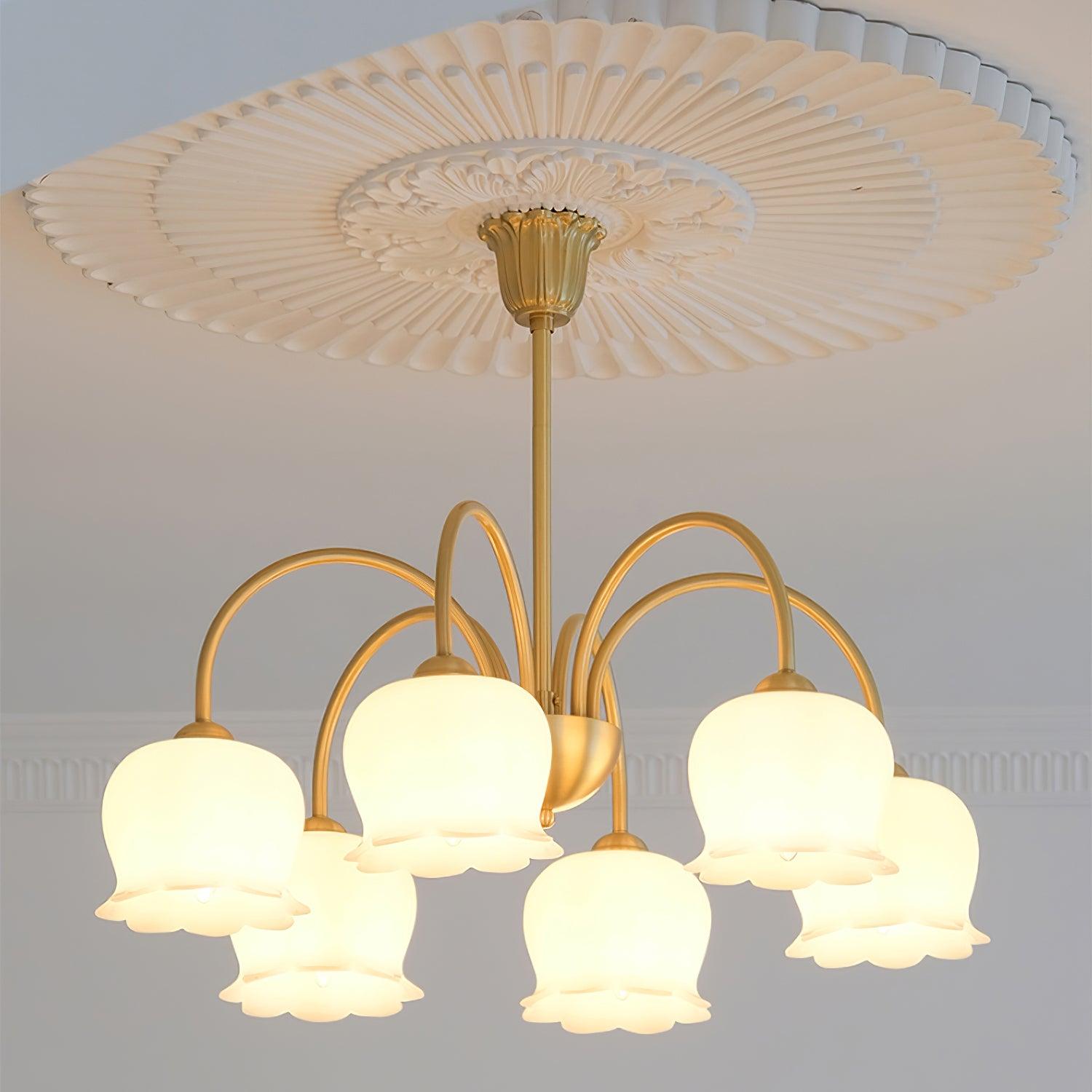 Lustra Chandelier Brass Elegant Curved Arm - Letslighting