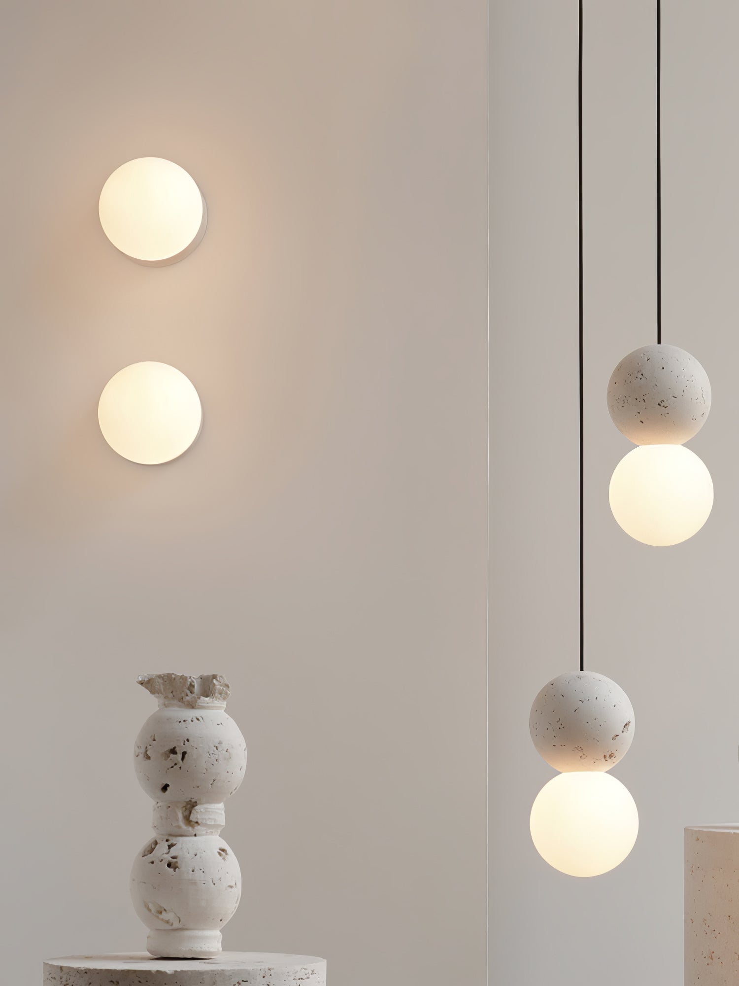 Lustra Wall Lamp Concrete Opal Glass - Letslighting