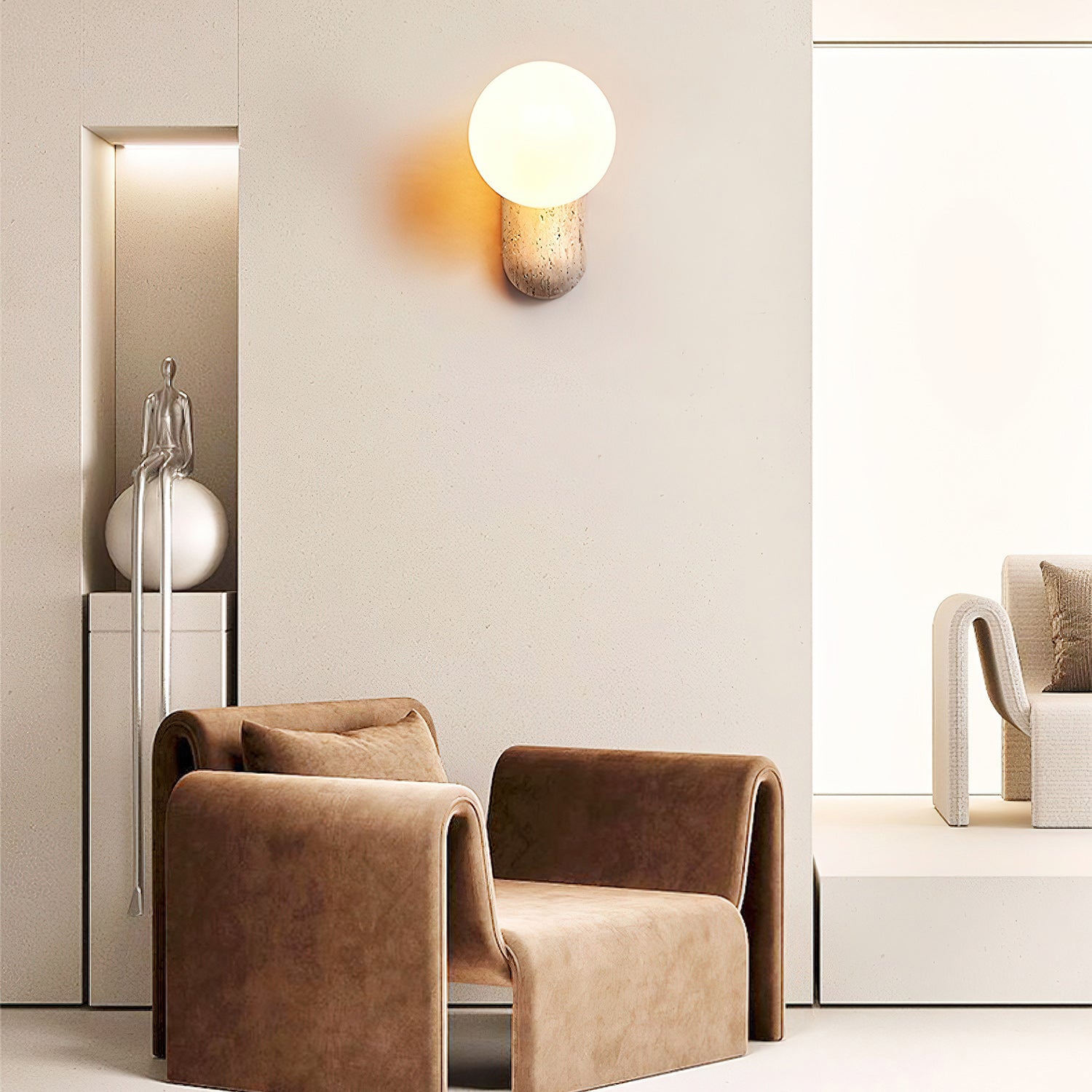 Colaeira Modern Minimalist Art Travertine Wall Lamp - Letslighting