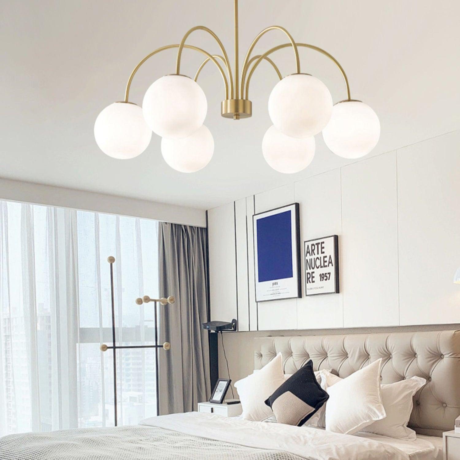 Lustra Chandelier Orillia Brass Globe Modern - Letslighting