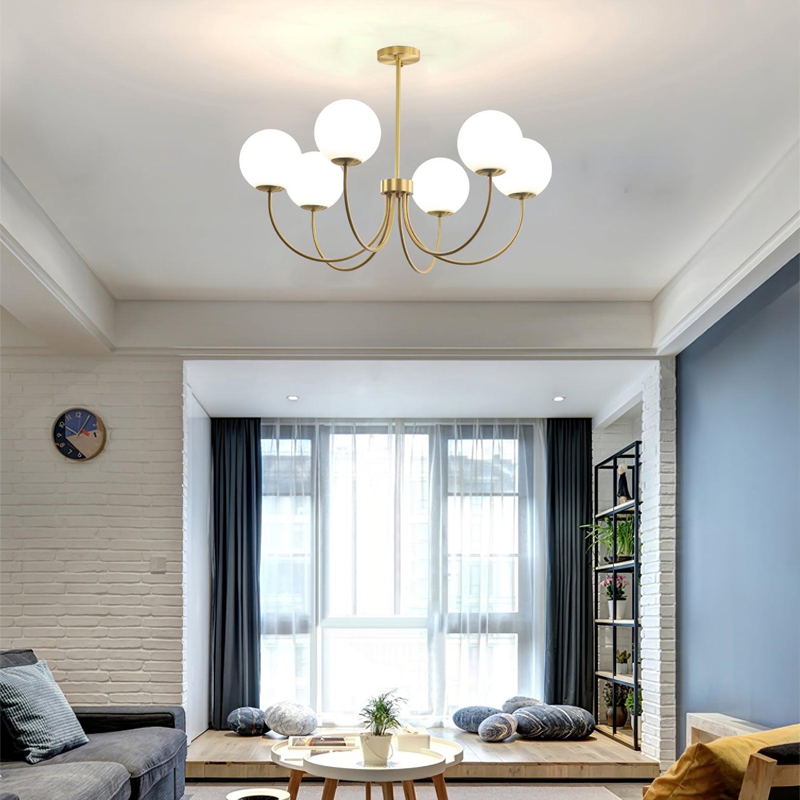 Lustra Chandelier Orillia Brass Globe Modern - Letslighting