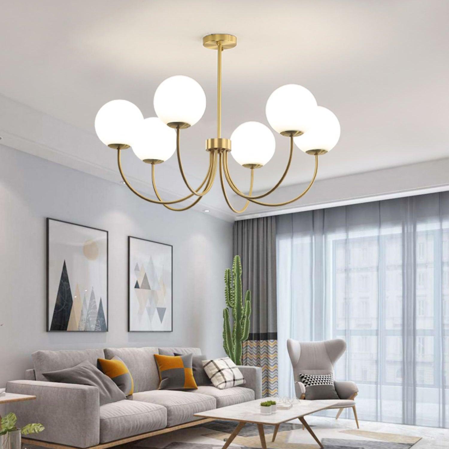 Lustra Chandelier Orillia Brass Globe Modern - Letslighting