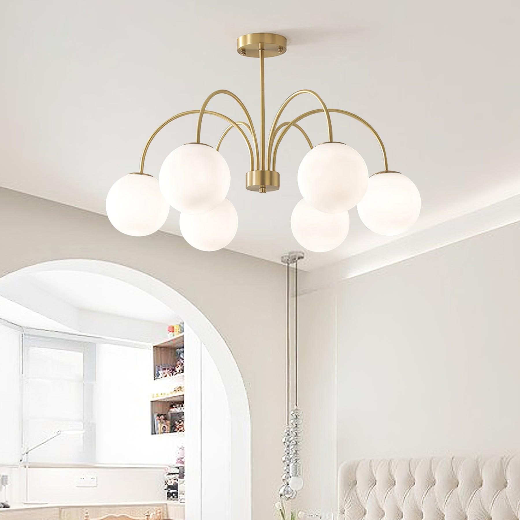 Lustra Chandelier Orillia Brass Globe Modern - Letslighting
