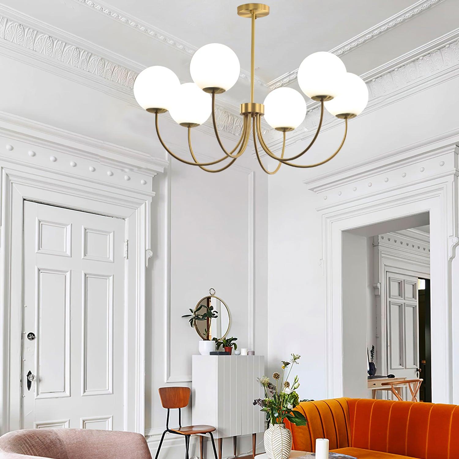 Lustra Chandelier Orillia Brass Globe Modern - Letslighting