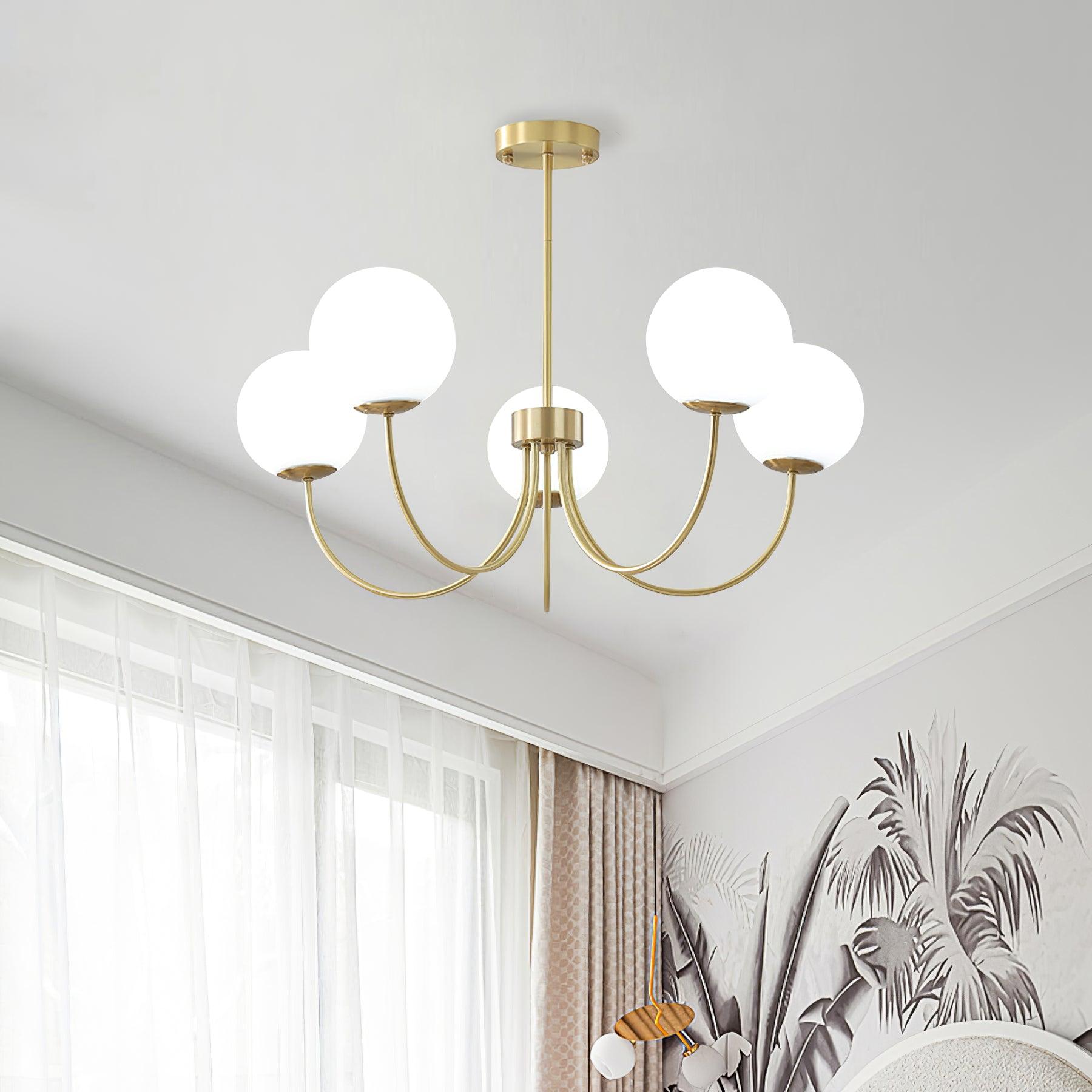 Lustra Chandelier Orillia Brass Globe Modern - Letslighting