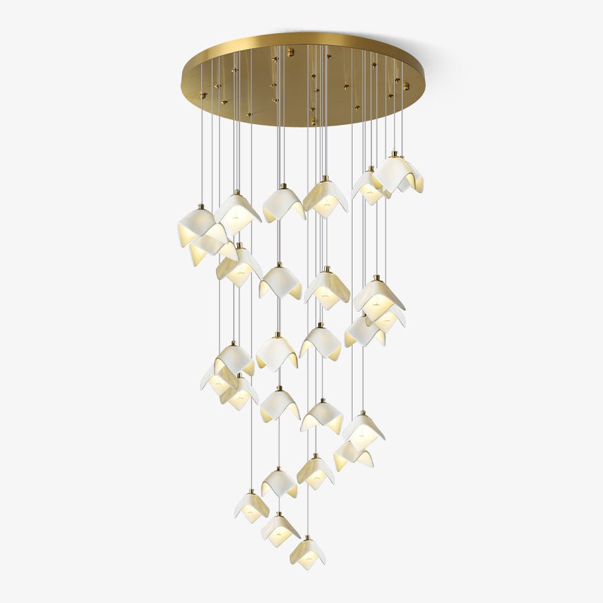 Cithayra Geometric Glass Brass Chandelier - Letslighting