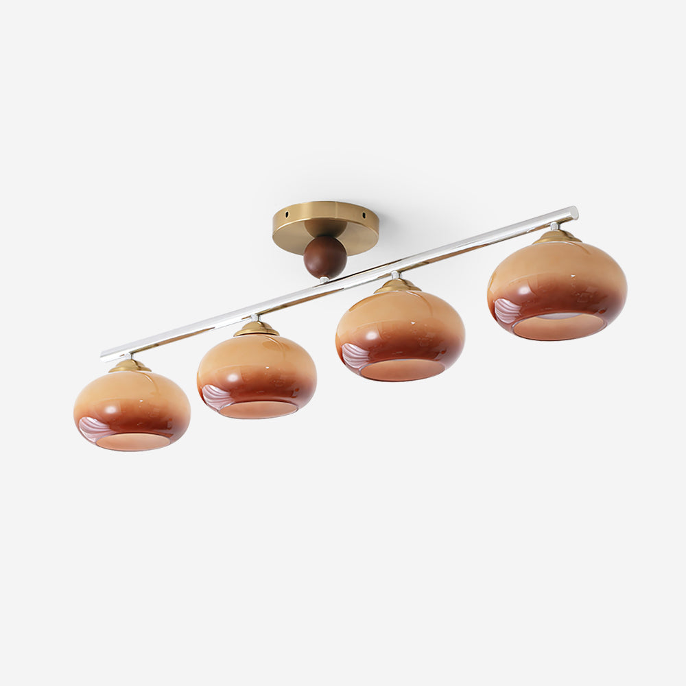 Aubrelle 4-Light Amber Glass Globe Ceiling Fixture - Letslighting