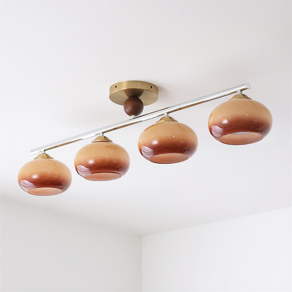 Aubrelle 4-Light Amber Glass Globe Ceiling Fixture - Letslighting