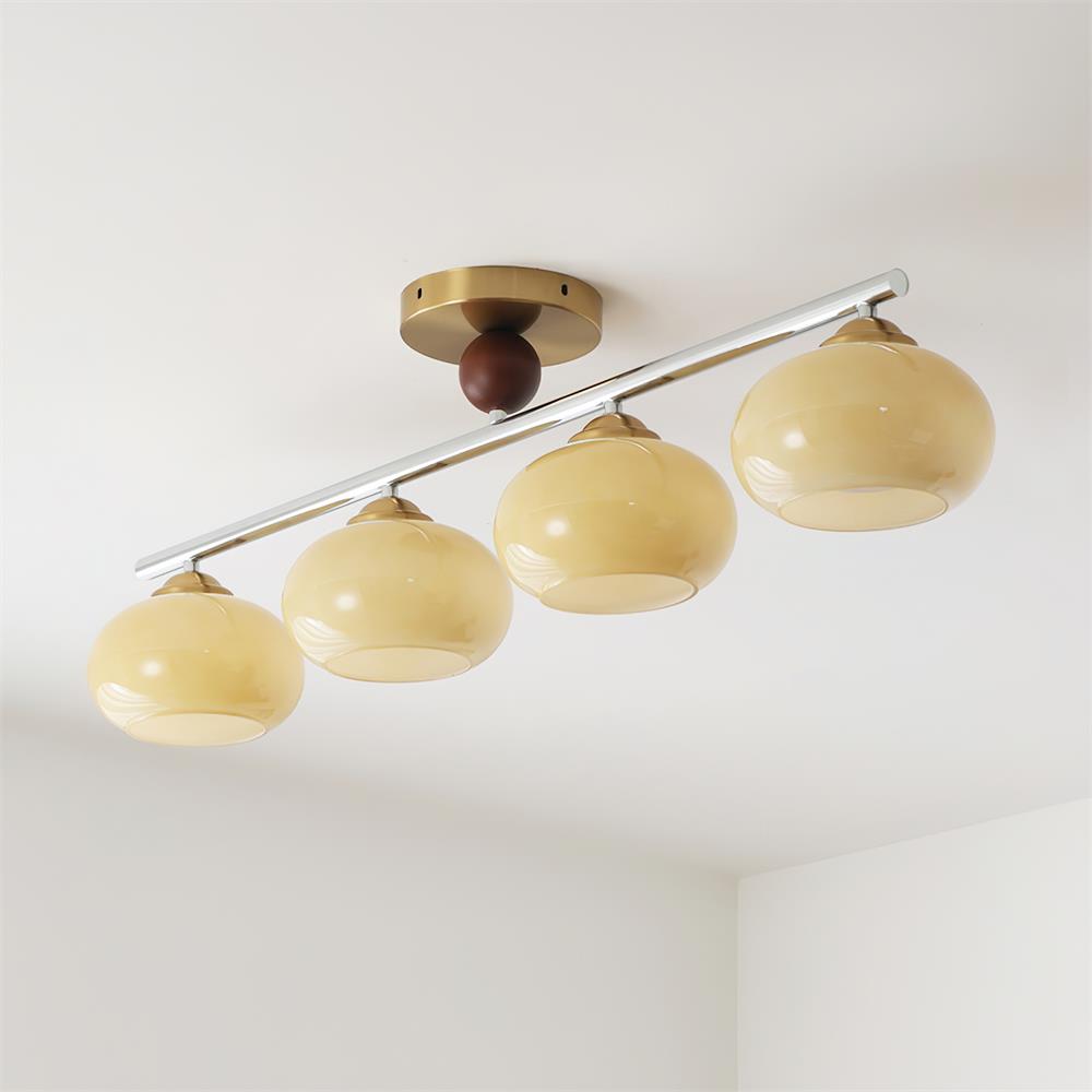 Aubrelle 4-Light Amber Glass Globe Ceiling Fixture - Letslighting