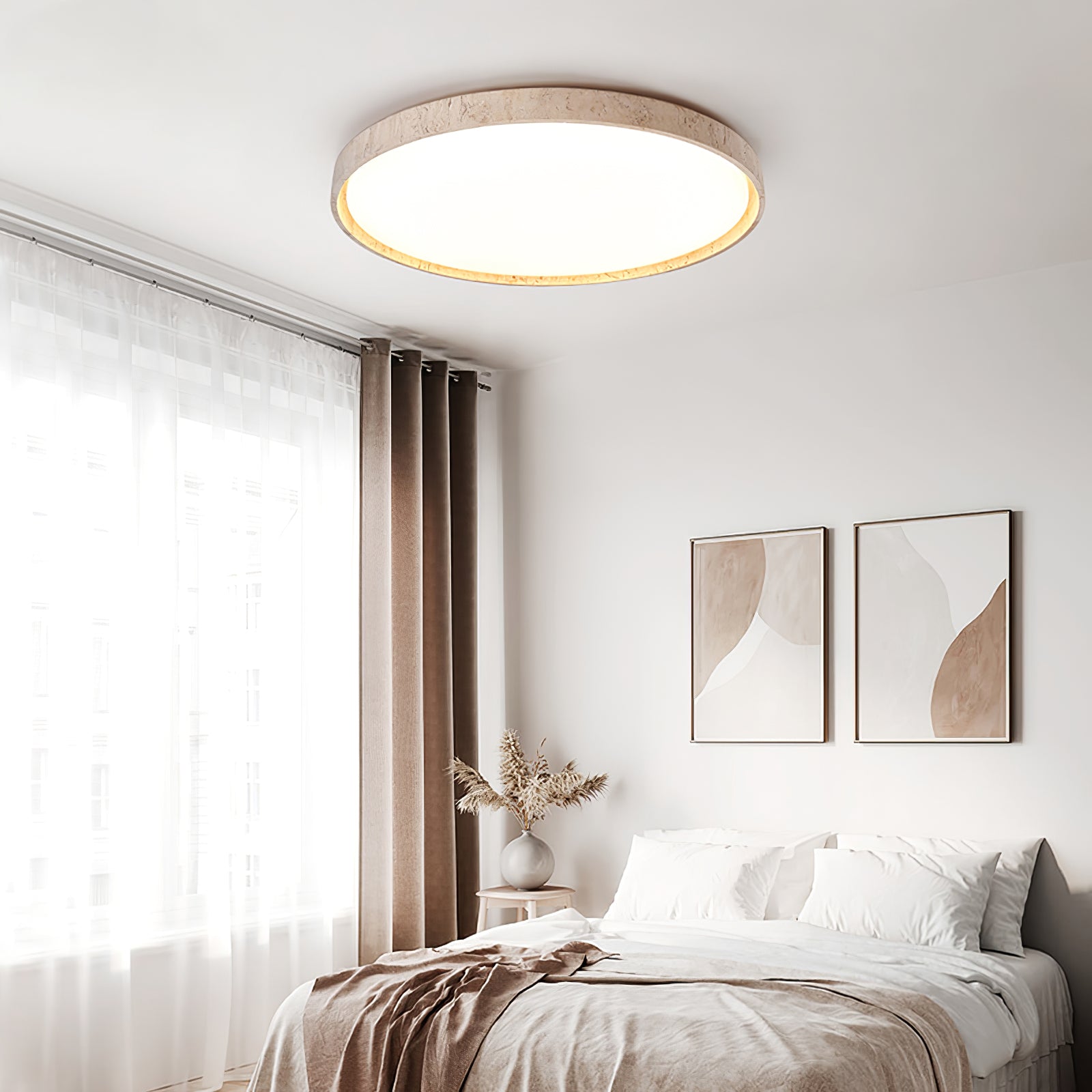 Kathy  Travertine Round Ceiling Light