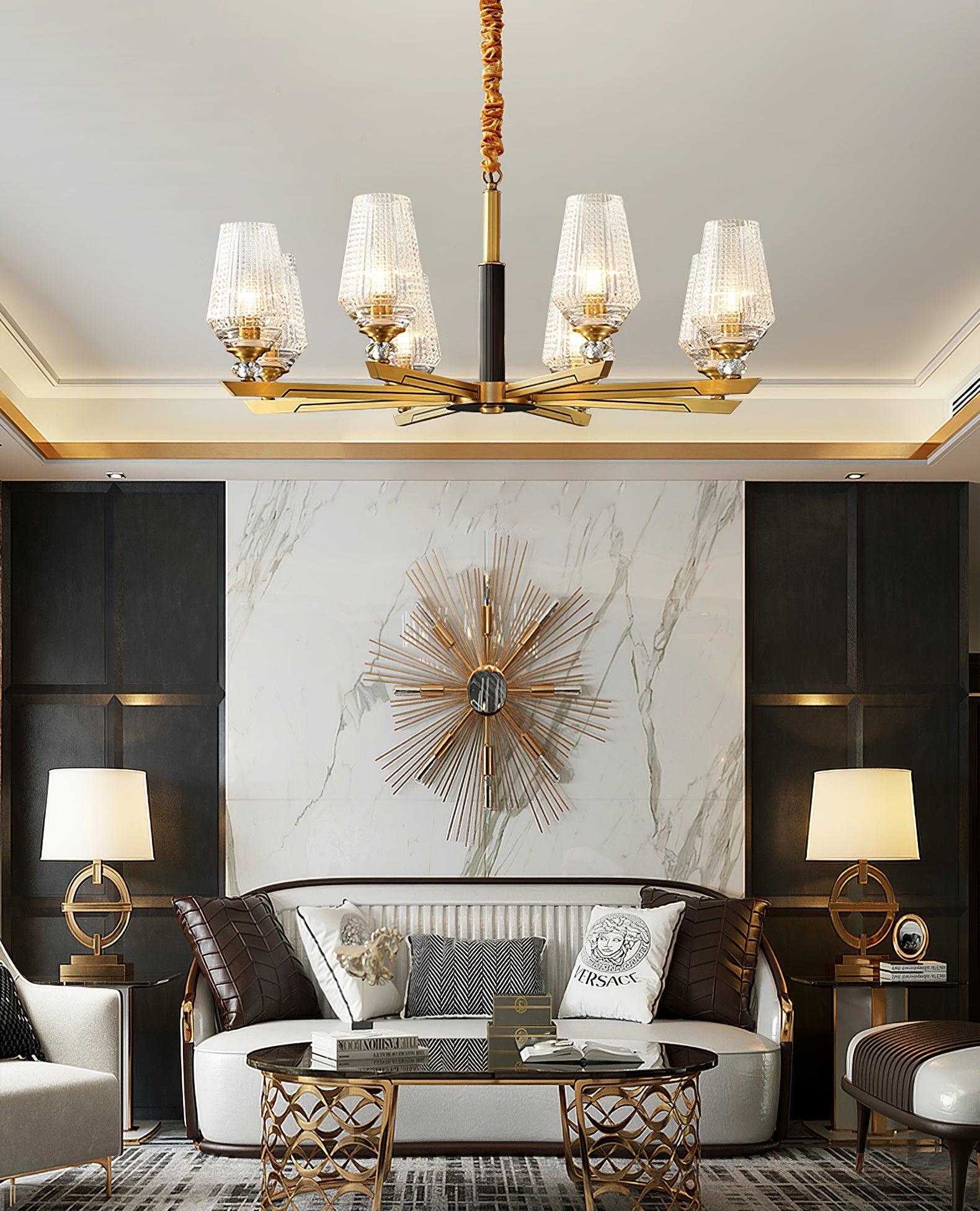 Astra Luxury Hexa Brass Chandelier - Letslighting