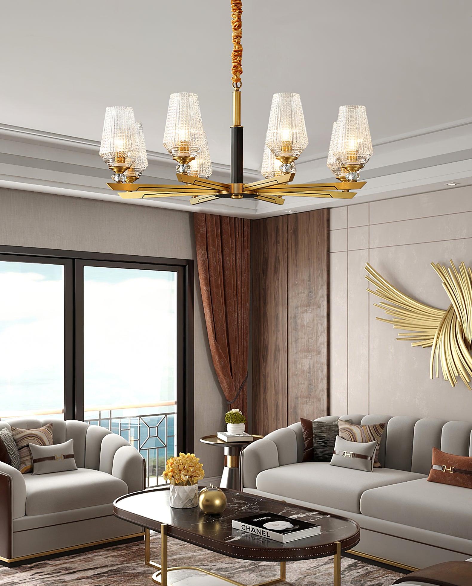 Astra Luxury Hexa Brass Chandelier - Letslighting