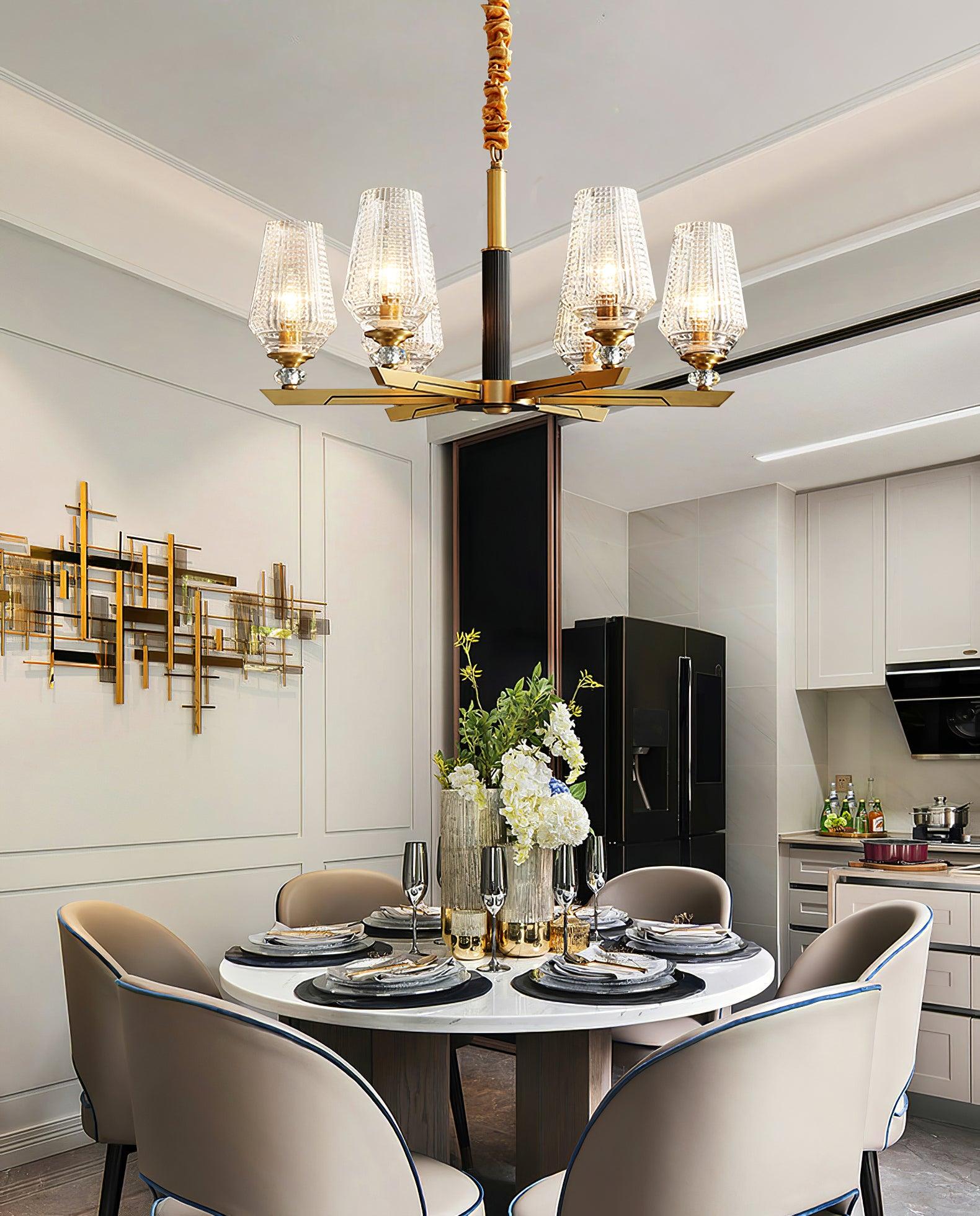 Astra Luxury Hexa Brass Chandelier - Letslighting