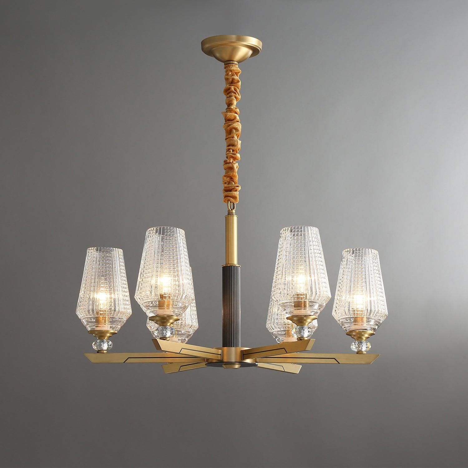 Astra Luxury Hexa Brass Chandelier - Letslighting