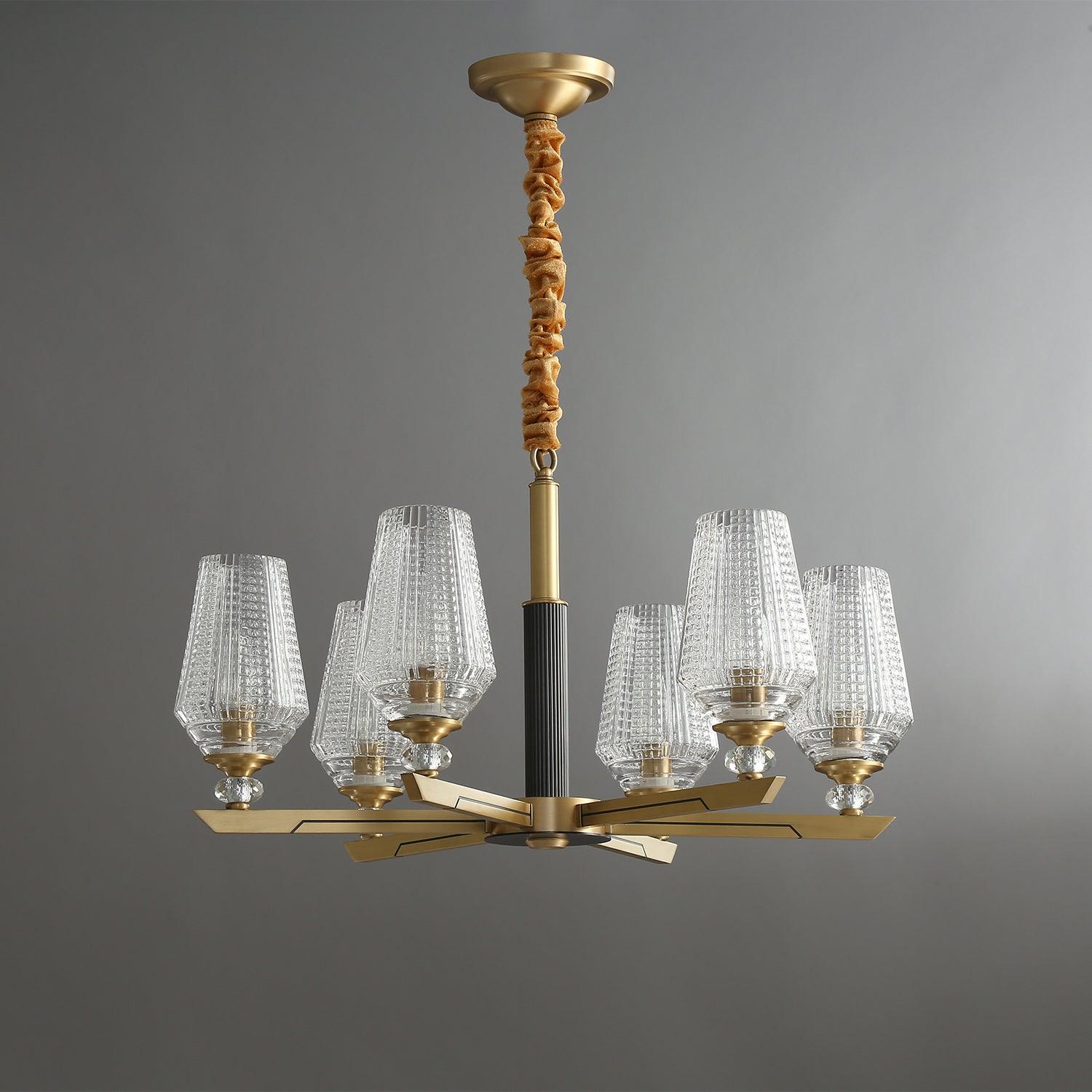 Astra Luxury Hexa Brass Chandelier - Letslighting