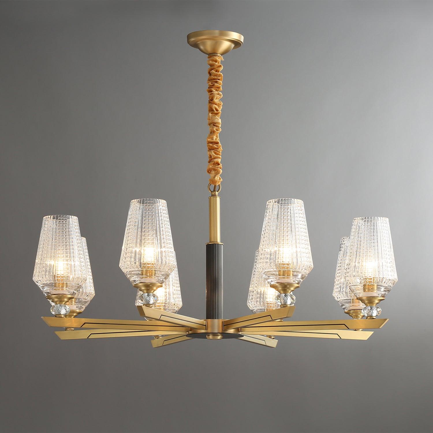 Astra Luxury Hexa Brass Chandelier - Letslighting