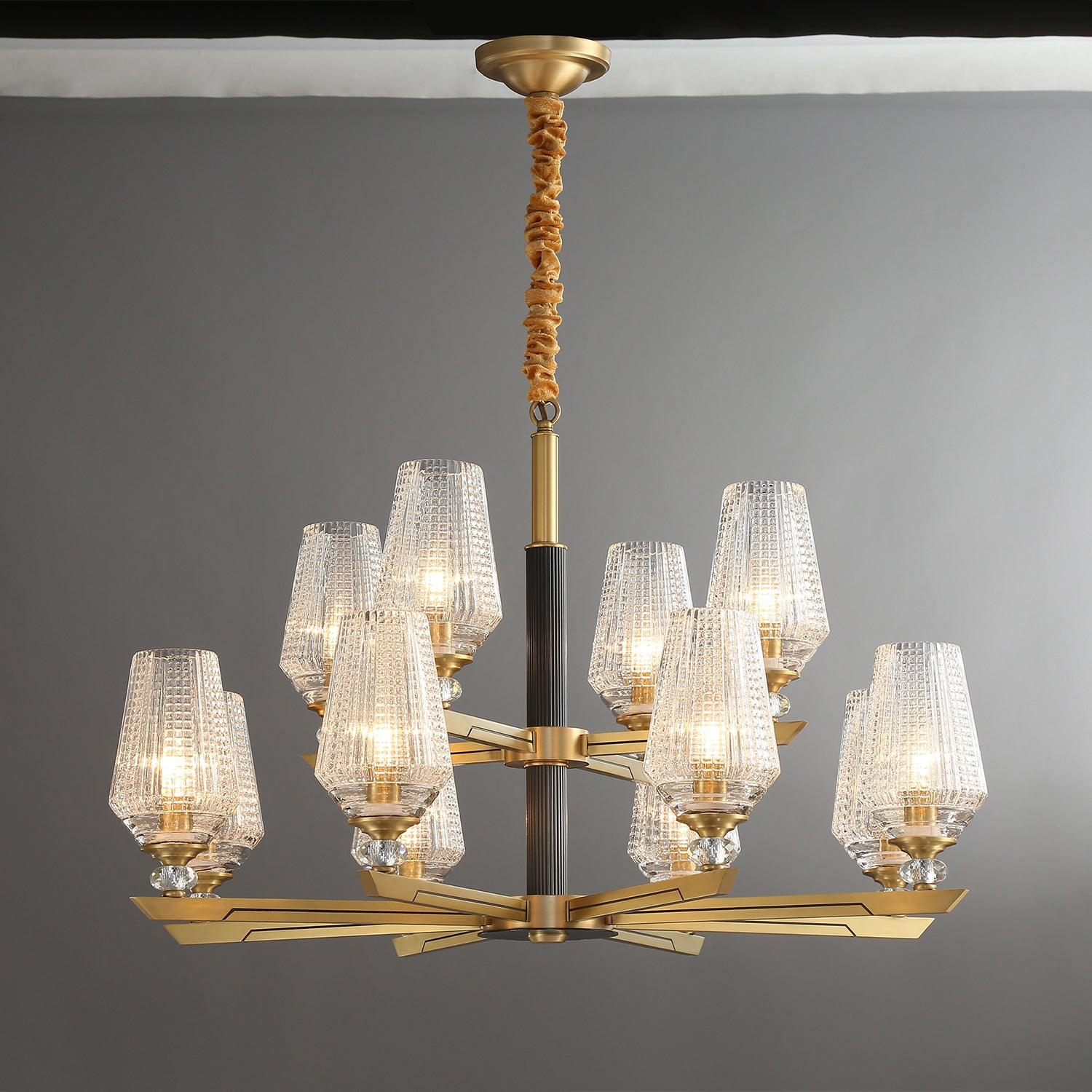 Astra Luxury Hexa Brass Chandelier - Letslighting
