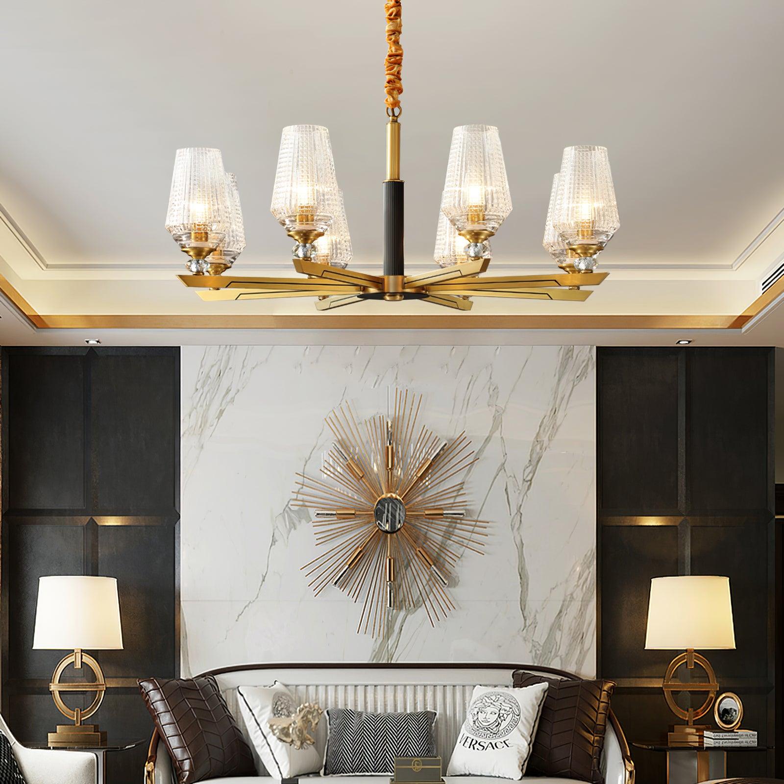 Astra Luxury Hexa Brass Chandelier - Letslighting