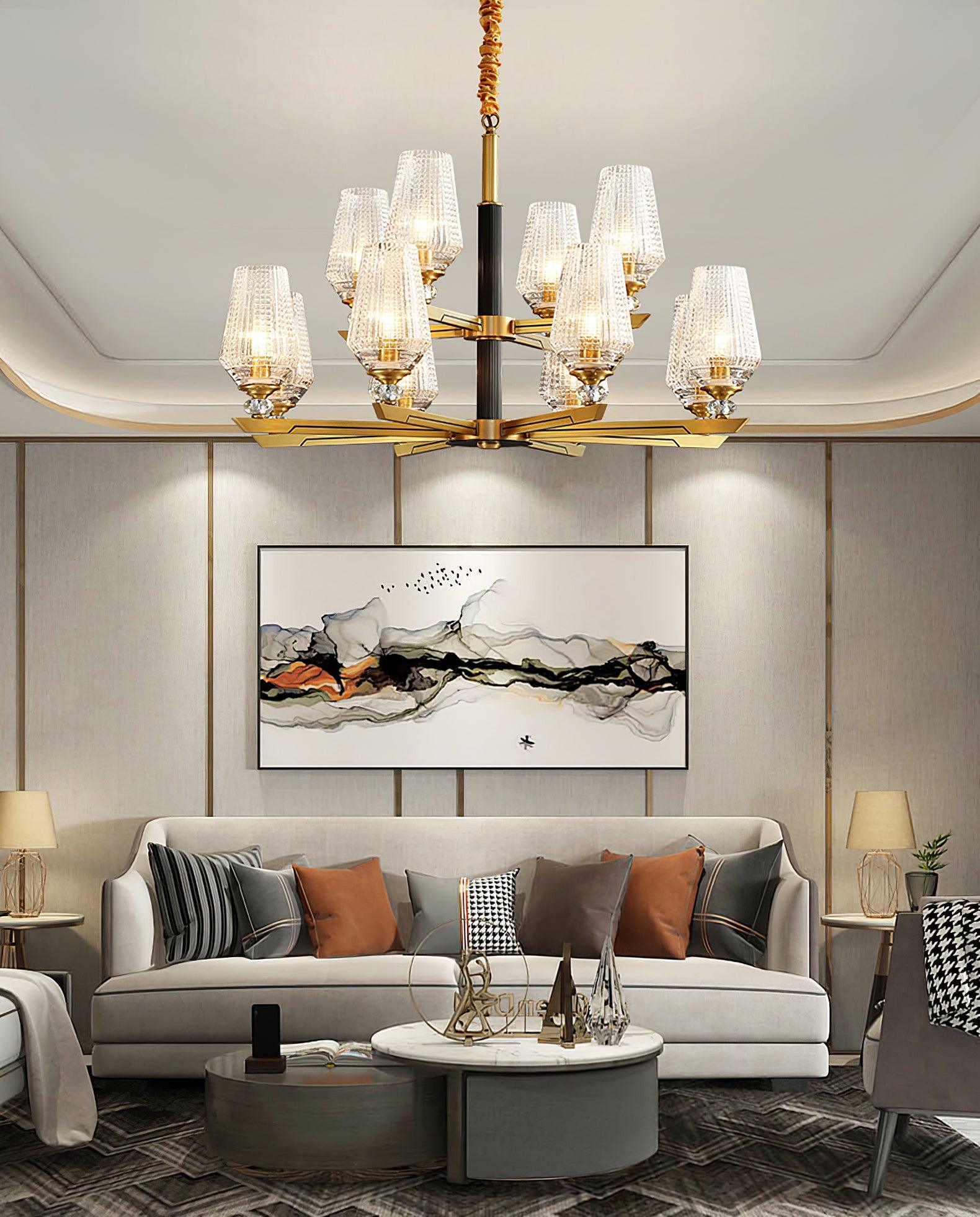 Astra Luxury Hexa Brass Chandelier - Letslighting