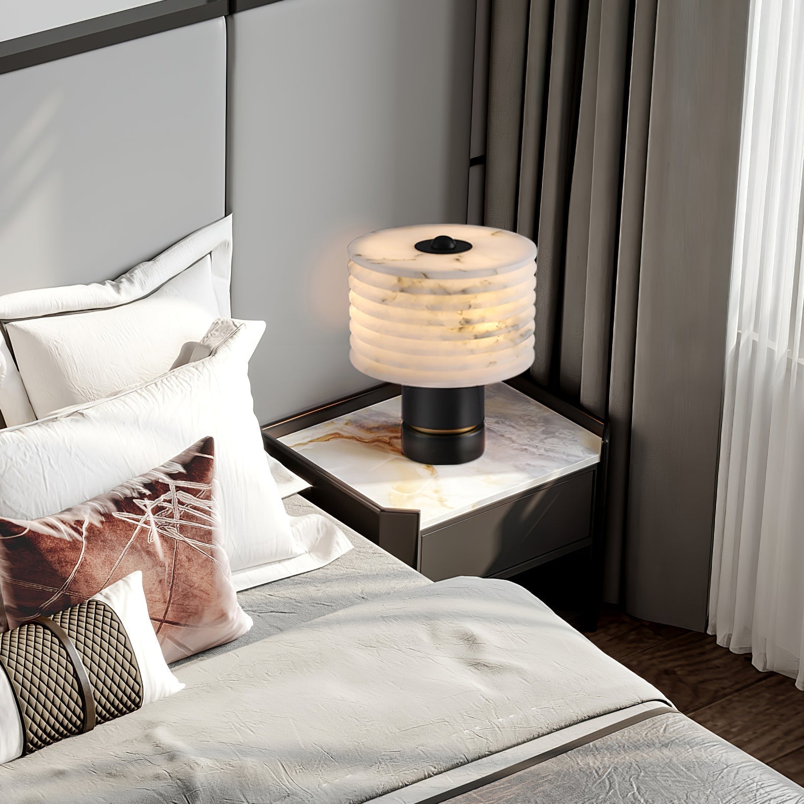 Elmarir Ribbed Alabaster Table Lamp - Letslighting