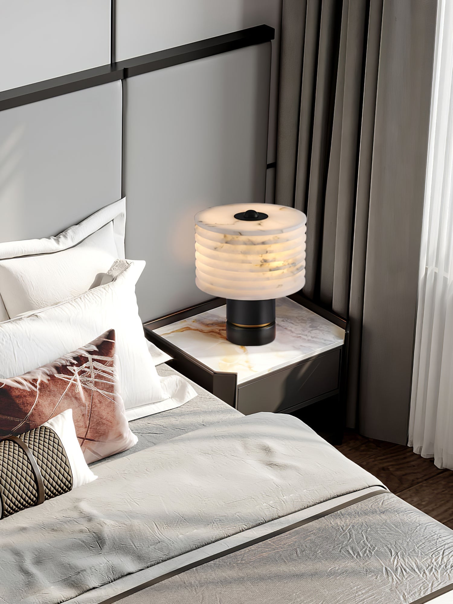 Elmarir Ribbed Alabaster Table Lamp - Letslighting