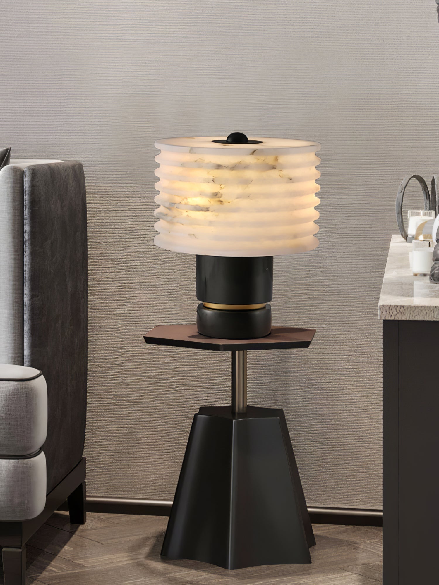 Elmarir Ribbed Alabaster Table Lamp - Letslighting