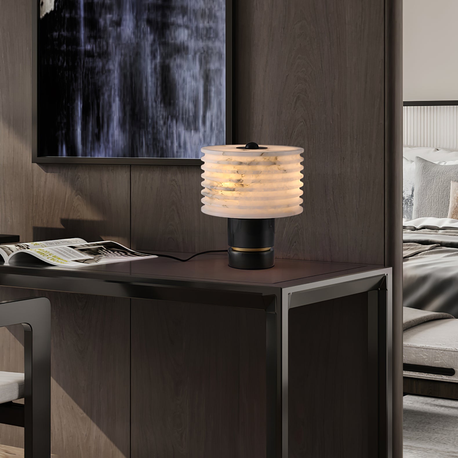 Elmarir Ribbed Alabaster Table Lamp - Letslighting
