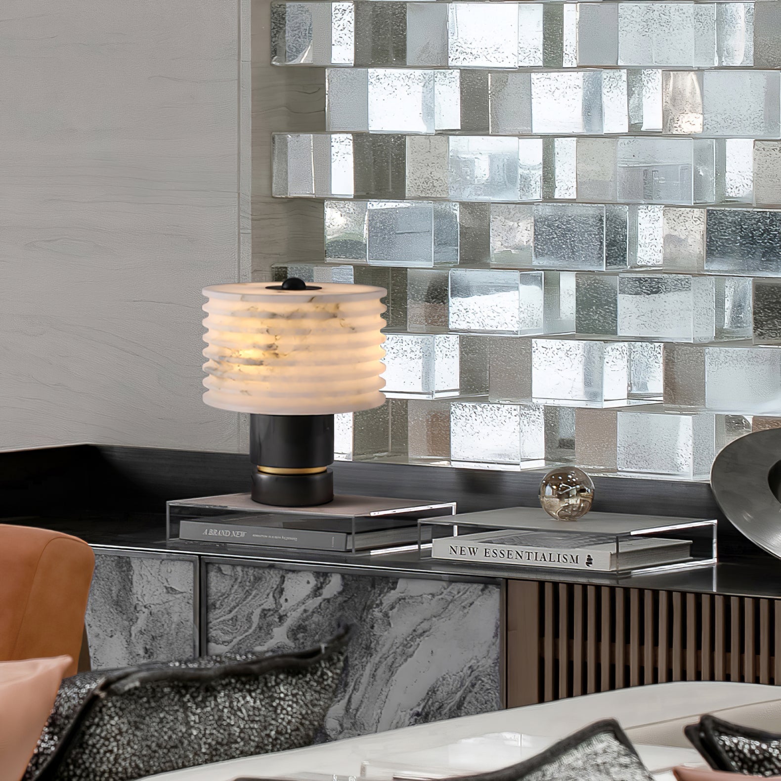 Elmarir Ribbed Alabaster Table Lamp - Letslighting