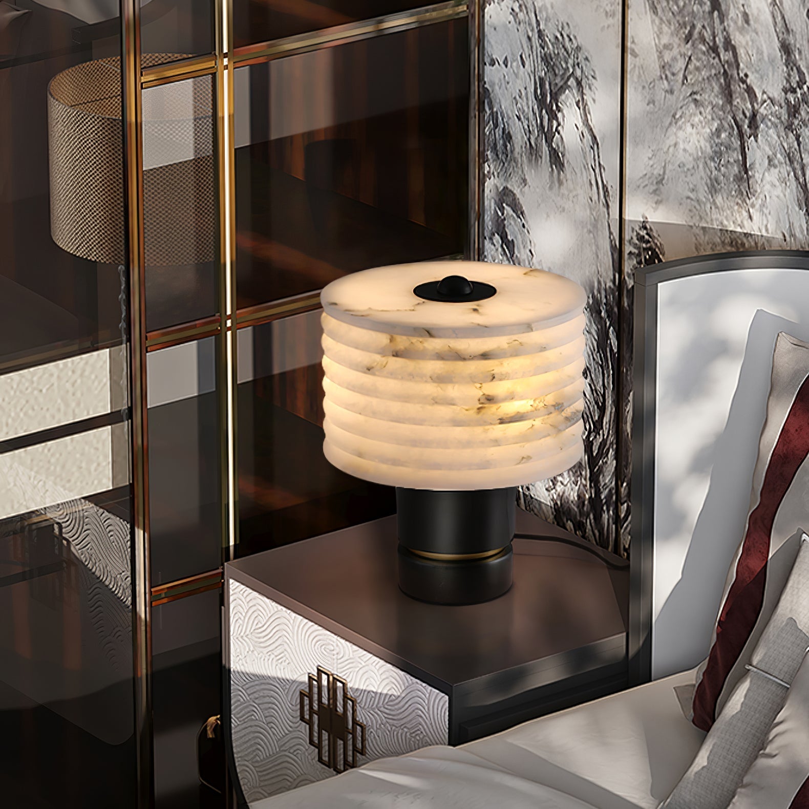 Elmarir Ribbed Alabaster Table Lamp - Letslighting