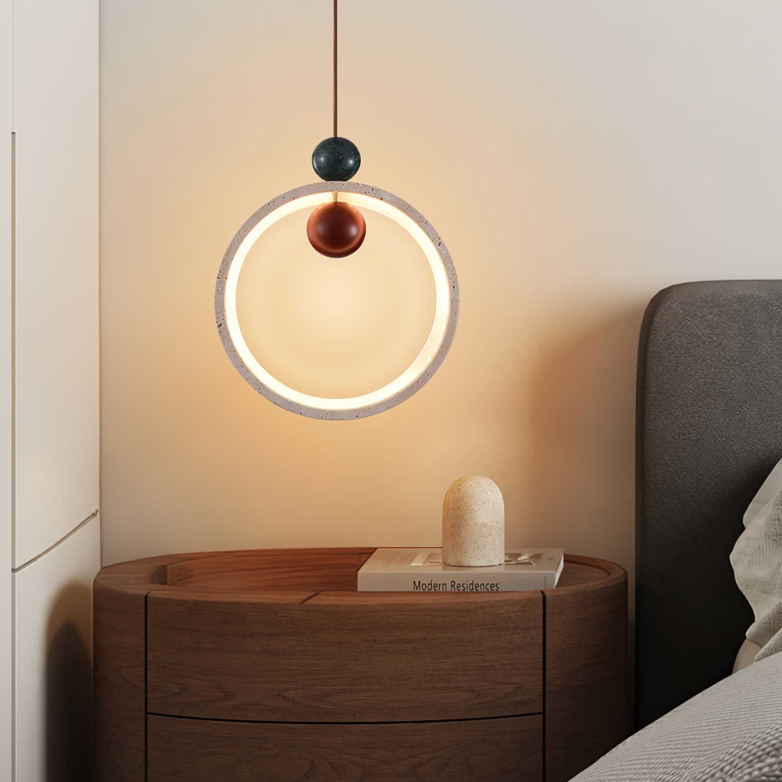 Vovinyra Circular Travertine Pendant Light - Letslighting