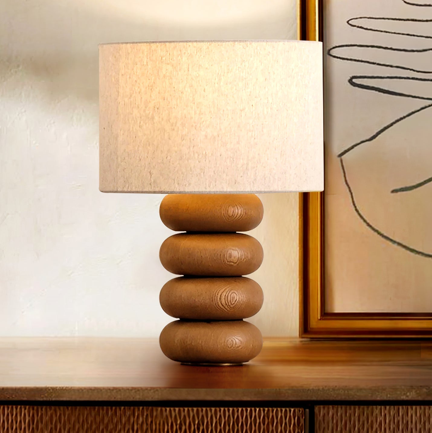 Zana Wood Fabric Table Lamp - Letslighting